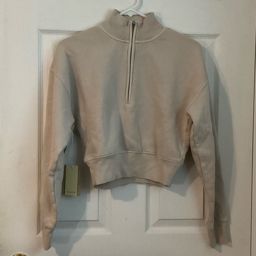 Aritzia Wilfred Free Free Fleece 1/2 Zip Matte Pearl
